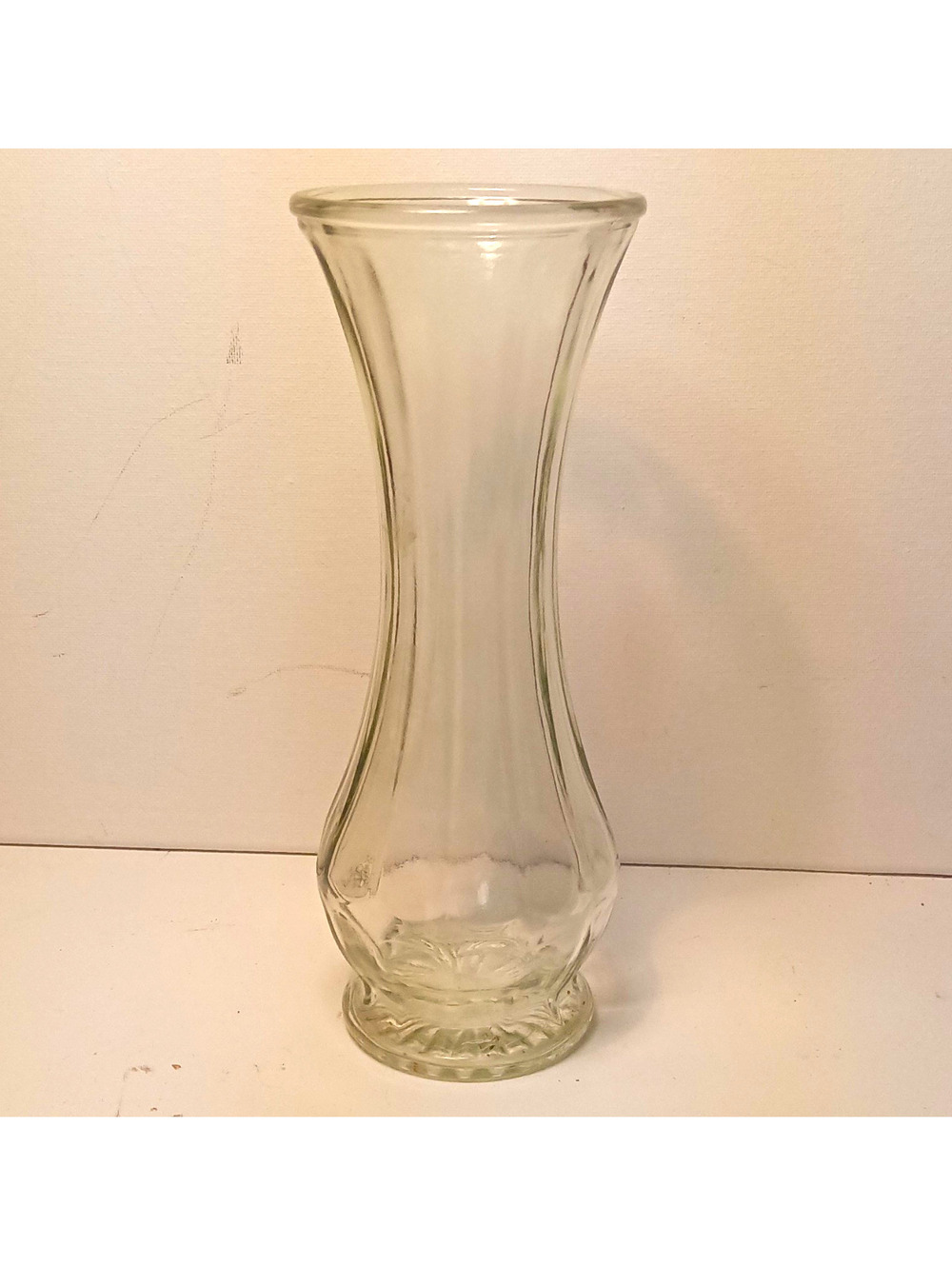 Vintage E O Brody Clear Glass Bouquet Vase 9" Hourglass Starburst Base Florist